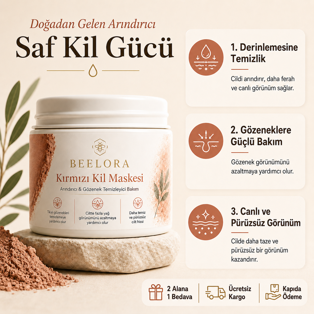 BeeLora Kırmızı Kil Maskesi